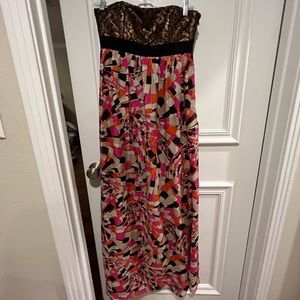 Trina Turk mixed media maxi dress